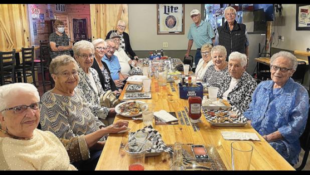 Contributed photo Several members from the Minneota Class of 1953 gathered at City Hall Bar & Grill during Boxelder Bug Days.