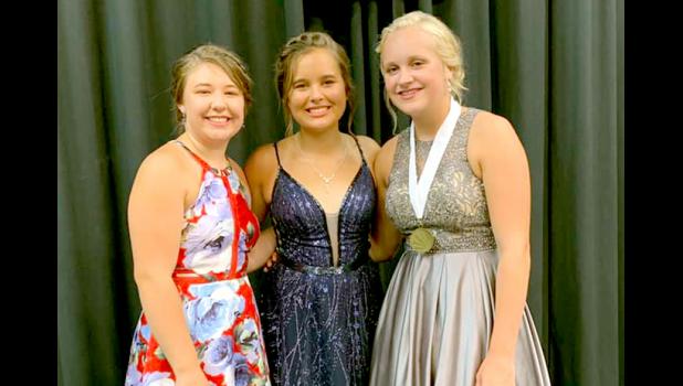 Special Photo. Named Second Alternate for Ivanhoe’s Distinguished Young Women competition was Anna Krier (left), First Alternate Jada Sterzinger (middle) and Distinguished Young Woman of Ivanhoe for the Class of 2021 was Abby Rost (right).