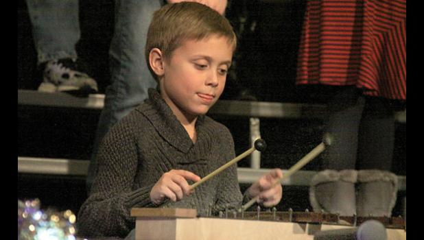 Staff Photo by Byron Higgin. At last Thursday’s Minneota Elementary Christmas Concert, Bekkem Gillund played the xylophone.