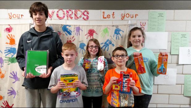 Special Photo. St. Edward students helping with the service project include: Chase Differding, Blake Mead, Elena Myhre, Joe Beisler and Kylie Callens.