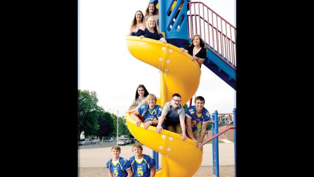 Special photo. Candidates for Minneota Homecoming King and Queen are: (bottom) Brant Buysse and Landon Abraham. Second row: Emily Buysse, Tyler Myhre, Ross Abraham and Isaac Hennen. Top: Laura Knutson, Kira Gifford, Carly Van Keulen (top) and Jennifer Krog.
