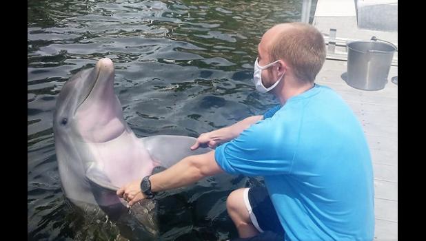 Contributed photo Cole Bot, a 2018 Minneota graduate, is working this summer as an Animal Care Intern at Island Dolphin Care in Key Largo Florida.