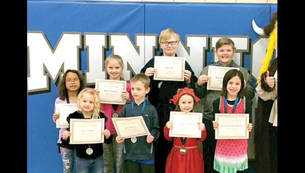 Special photo. Front row, (left to right): Oakley Norby, Logan Pohlen, Harper Hjermstad and Allison VanWatermuelen. Back: Kienzlee Sawyer, Abby Rolbiecki, Joe Voit and Brayden Downing.