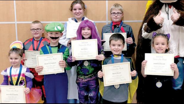 Special photo. Elementary students are: (Front row, left to right) Arya Sonnenburg, Blake Citterman, Ava Panka, Ronin Runia and Jasmine Engler. Back row: Mason Moorse, Tiffany Gronke and Gabriel Ludwikowski.