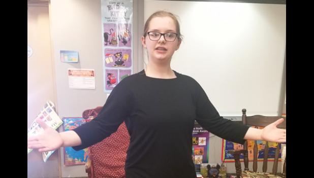 Staff photo by Brittany Moorse. Ella Bot performed in the Humorous Interpretation category.