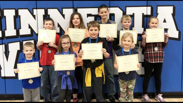 Special Photo. Elementary: (front row, left to right): Elliott Anderson, Reagan DeSmet, Conner Boerboom and Devyn Claeys. Back: Brandon Pella, Abby Poslusny, Sam Frie, Adam DeVlaeminck (January SOM) and Alexa Mead.