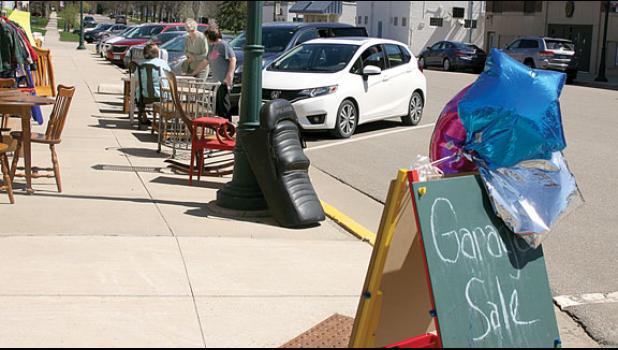 Staff Photo by Byron Higgin. Minneota’s community-wide garage sales last weekend were a huge success, including the multi-family event at and in front of the VFW Building on Jefferson Street.