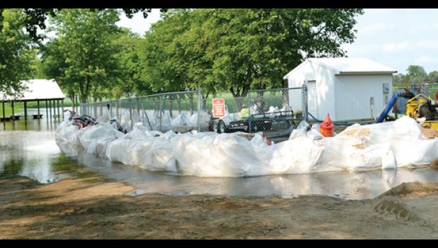 Special photo. Sand bags were necessary at the Ghent Lift Station.
