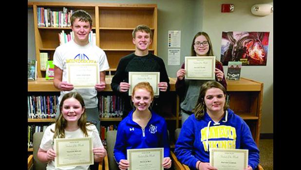 Special photo. High school Viking Valor kids for November were: (front row, left to right) Teagan Welsh, Natalie Bot and Payton Gamrak. Back: Jared Josephson, Brant Buysse and Autumn Dovre.