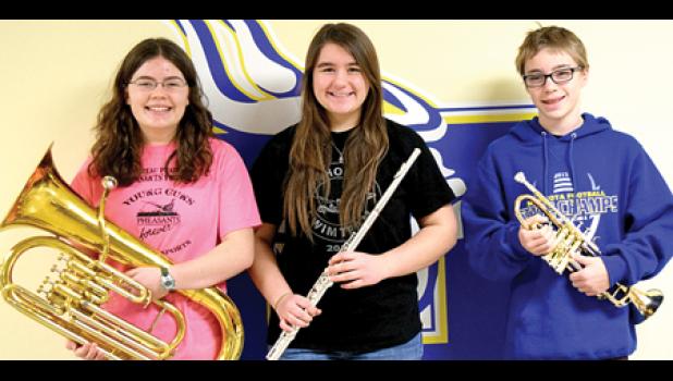 Special photo. The Sixth through Eighth Honor Band participants from Minneota were: (left to right) Alyssa Engels, Emma Lipinski and Tyler Schmidt.