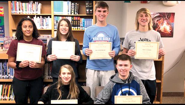 Special photo. High School and Junior High Viking Valor students are: (front row, left to right) Samara Sumerfelt and Evan Popowski. Back: Chloe Davis, Kaitlyn Hanson, Nolan Boerboom and Isaac Laleman.