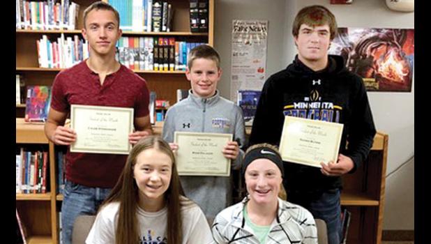 Special photo. Viking Valor students in High School are: (front row, left to right) McKenna Yost and Ireland Stassen. Back: Caleb Sterzinger, Ryan Dalager and Shawn Buysse. Not Pictured: Molly Krog.