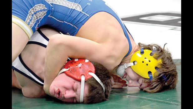 Photo for the Mascot by Tony Esping. Kade Lozinski collared his opponent.