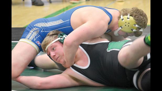 Photo for the Mascot by Tony Esping. Layne Lozinski pinned Austin Buckhold of Tracy-MB/WWG.