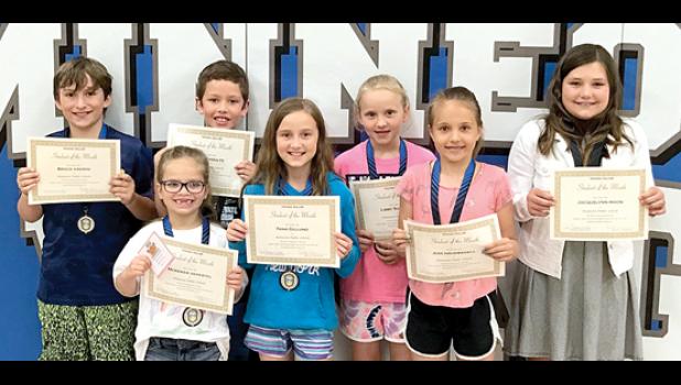 Special Photo. Viking Valor Students of the Month for May are: (left to right) Brock Kremin, McKenzie DePestel, Lane Shoultz, Tana Gillund, Libby Sussner, Jodi Hauswedell, and Jacquelynn Moon.