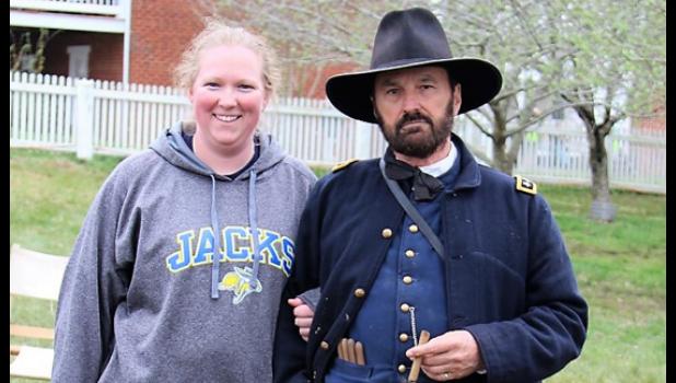 Contributed photo Sam Pauley poses with a costumed lookalike of Ulysses S. Grant in from of Appomattox Court House.