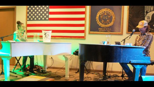 Photo by Scott Thoma. Rock it Man Entertainment provided the music for the St. Edward Catholic school “Musical Night Out” event Saturday, February 1 at the American Legion with its dueling pianos playing musical requests from the audience.