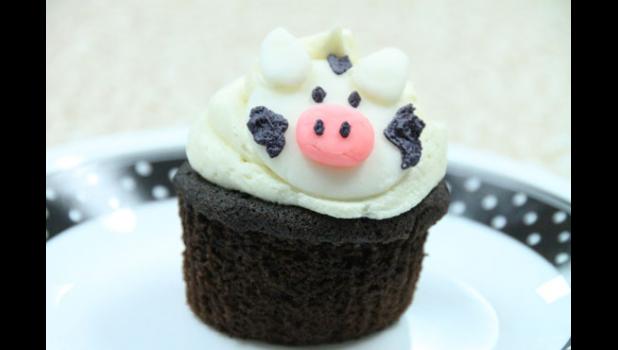 Staff Photo by Byron Higgin. Cute cow cupcake