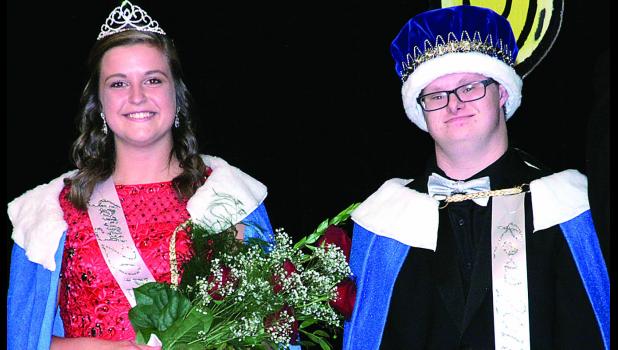 Staff Photo by Byron Higgin. Queen Jennifer Krog and King Ross Abraham.