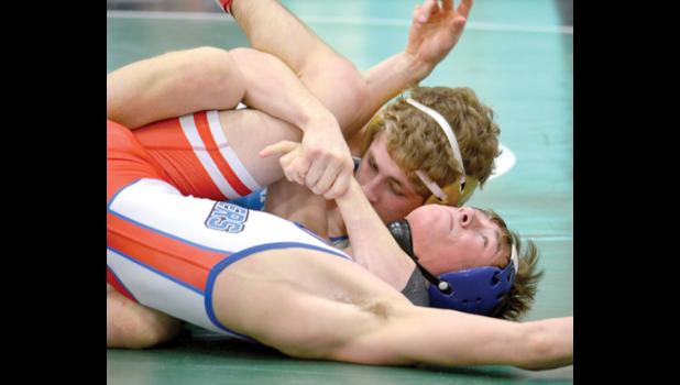 Photo for the Mascot by Tony Esping. Blake Reiss had a good hold of his opponent.