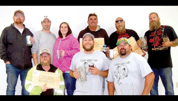 Staff photo by Scott Thoma. The winners of the Smokin’ BBQ contest on Saturday. (Front row, left to right): Ron Fricke, Eric Faris, Nathan Freeman. Back row: Mike Nybo, Dallas Reese, Marissa Reese, Ron Reynolds, John Otto, Jesse Orvis. Staff Photos by Scott Thoma.