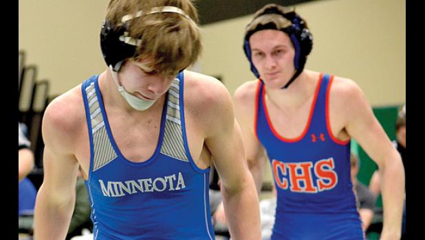 Photo for the Mascot by Tony Esping. Teddy Pesch reflected on beating Payton Viessman of Canby.