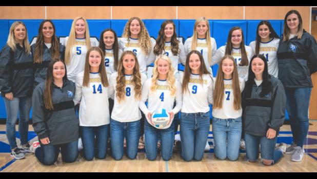 Photo for the Mascot by Brian Jeremiason. The 2021 Minneota Volleyball team