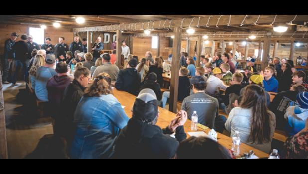 Mascot photo by Brian Jeremiason Nearly 200 people attended the 2022 wrestling banquet at Heritage Event Center near Taunton on Sunday night.