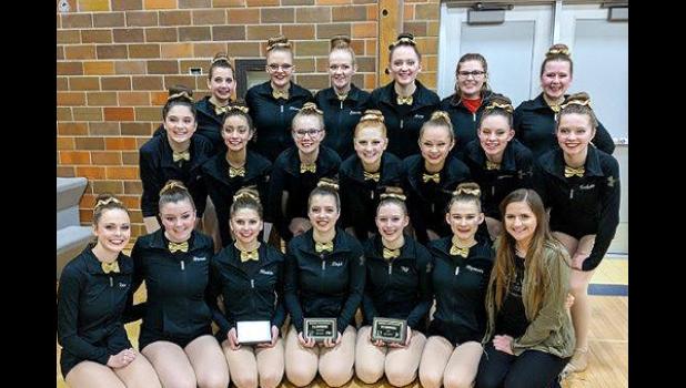 Photo courtesy of Nikki DeBoer. The Canby-Minneota Sensations kick team taking third in the Camden Conference meet.
