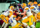 A host of Minneota defenders brought down the YME runner.