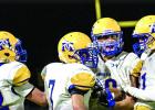 Photo for the Mascot by Brian Jeremiason AJ Myhre is congratulated after recovering a fumbled punt late in the game.