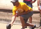 Dustin Thooft competes in the annual Rolle Bolle tournament on Saturday. Mascot photo by Scott Thoma