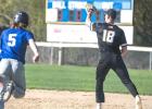 Minneota first baseman Kyson Arndt records a putout against Lakeview last Tuesday at K.P Kompelien Field in Minneota. 