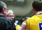 Coach Dave Busselman in the huddle.