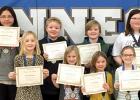 Elemementary Viking Valor kids are: (front row, left to right) Grace Horner, Carah Gillund, Ava Buysse, and Gracelyn Van Watermeulen. Back: Ryanna Waldner, Wyatt Moorse, Tyler Welsh and Elizabeth Vierstraete.