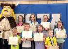 Elementary Viking Valor students are: (front row, left to right): Derek Fier, Devon Monnet, Avery Knutson and Henry Buysse. Back Row: Mike the Vike, Alex Wersal, Mariah Buysse, Lydia Coequyt and Gretta Buysse. 