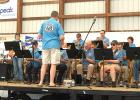 John Voit directs the Route 68 band and Paula Dovre was the vocalist as they performed two sets at the fair on Saturday.