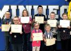 Elementary Viking Valor winners are: (Front row, left to right) Mason Moorse, Reagan DeSmet and  Camden Johnson. Back: Easton Johnston, Addy Karstens, Sam Skorczewki, Beckham Norby and Brenna Meyer. 