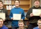 Junior, Senior High Viking Valor winners are: (Front row, left to right) Emma Lipinski, Michael Popowski and Jacob Haen. Back Row: Hunter Fier, Braxton Downing and Zach Van Keulen.