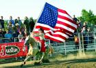 Flag rider at the PRCA Rodeo at the Lyon County Fair.