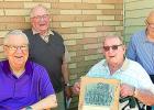 Four members of Minneota's 1948-49 six-man football team attended their 70th class reunion in Taunton on Saturday. From left to right: Chuck Friend, Tony Fier, Allan Josephson and Tom Swedzinski. 