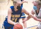 Photo for the Mascot by Brian Jeremiason. Abby Rost drives around an RTR defender on the way to the basket on Saturday night in Minneota. Rost scored nine points and grabbed 11 rebounds for Minneota.