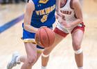 Minneota’s Claire Rost (5) brings the ball up the court against BOLD Thursday night. 