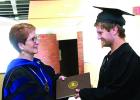 Graduation to remember. Landyn VanOverbeke was planning to graduate with other Southwest Minnesota State University seniors with his family in attendance on May 5. Because of his father's funeral, Dr. Connie Gores held a special ceremony for Landyn.
