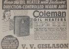 This advertisement for Coleman oil heaters was placed 75 years ago in the Nov. 11, 1949 edition of the Minneota Mascot by V.V. Gislason Hardware on First Street.