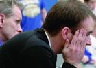 Assistant Coach Matt Buysse, with head Coach Joel Skillings in the background, watched as Minneota's dream of getting the wrestling team back in state went up in smoke Saturday afternoon.
