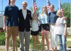 Memorial Day guest speaker this year stands with family members following services at Veterans Park. Left to right: Grandson Luke Nelson, Kjorness, granddaughters Trinity Nelson and Hope Nelson, daughter Carla Nelson, and sister Paula Hanson.