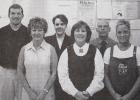 The new teachers at Minneota Public School for the 2001-2002 school year posed for this photo on the first day of school. Front row, left to right: Mary Noyes, Language Arts; LeaAnne Bot, Family & Consumer Science; Ann Schlenner, fifth grade. Back row, left to right: Derrek Sattler, Junior High Science; Tara Van Heel, Language Arts; Ron Mann, Industrial Technology. 