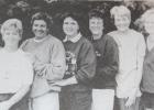 The Countryside Golf Club Ladies Tournament winners posed after the tournament on Aug. 24, 1997. Left to right: Wendy Larson, Championship Flight winner with a score of 84; Dorie Teigland, Championship Flight runner-up with an 87; and other flight winners were Lois Spanton, Bernie Janssen, Marney Gislason and Karen Van Keulen.