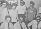 These members of Hope Lutheran Church of Minneota gathered at the church on June 18, 1972 to make final preparations for the 100th anniversary of their congregation. The congregation was formed in December of 1872 and members are planning an anniversary observance from June 21-23. Front row, left to right: Rev. John R. Thorstensen, Lester R. Christianson, Gerald Olson. Back row, left to right: Mrs. Lester Christianson, Mrs. Carl Strand. Ralph Larson and Mrs. Allan Josephson. 